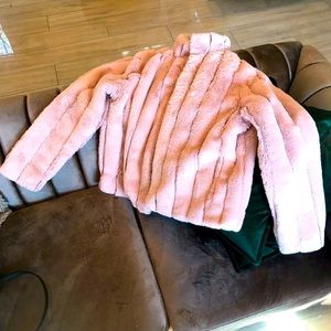 Pink faux fur jacket